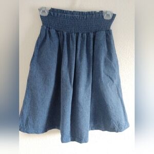 Merrick White Women's Short Skirt Blue Elastic Waist Pull On Size Large